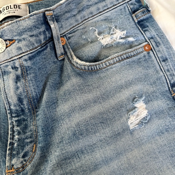 Agolde Light Blue Distressed Skinny Jeans Sophie Cropped Denim - Picture 5 of 16